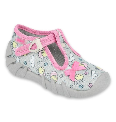 110P412 18 - dívčí bačkorky Befado stříbrné,včelky