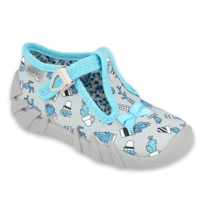 110P414 18 - dívčí bačkorky Befado modré, kaktusy