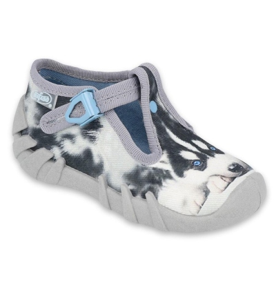 110P417 18 - dětské bačkorky Befado, pejsek husky