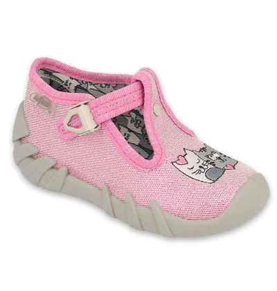 110P436 18 - dívčí bačkorky Befado Mummy & Me růžové, kočičky