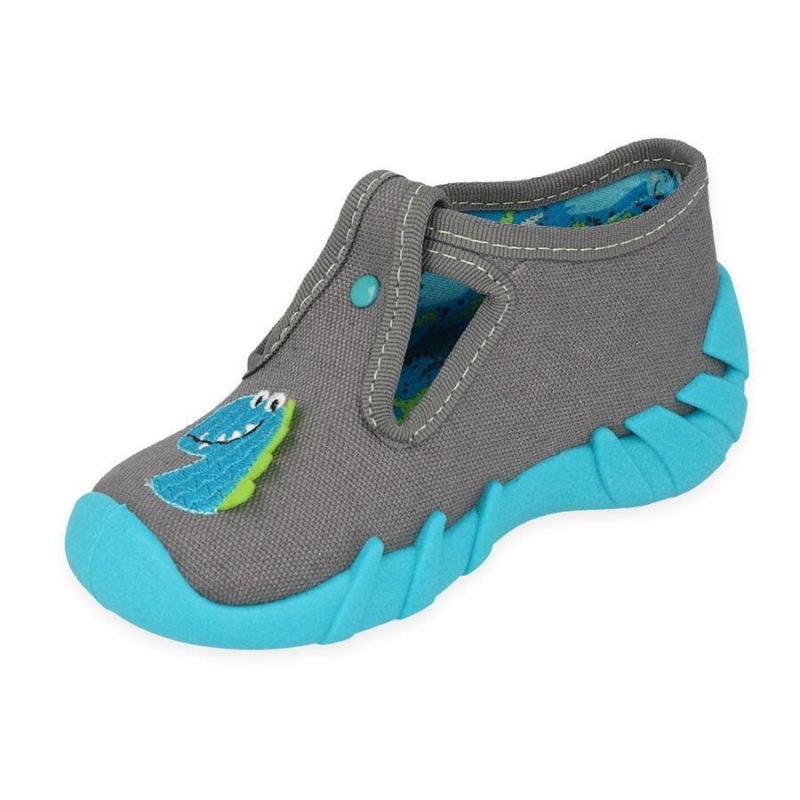 110P441 18 - chlapecké bačkorky Befado šedé, dino