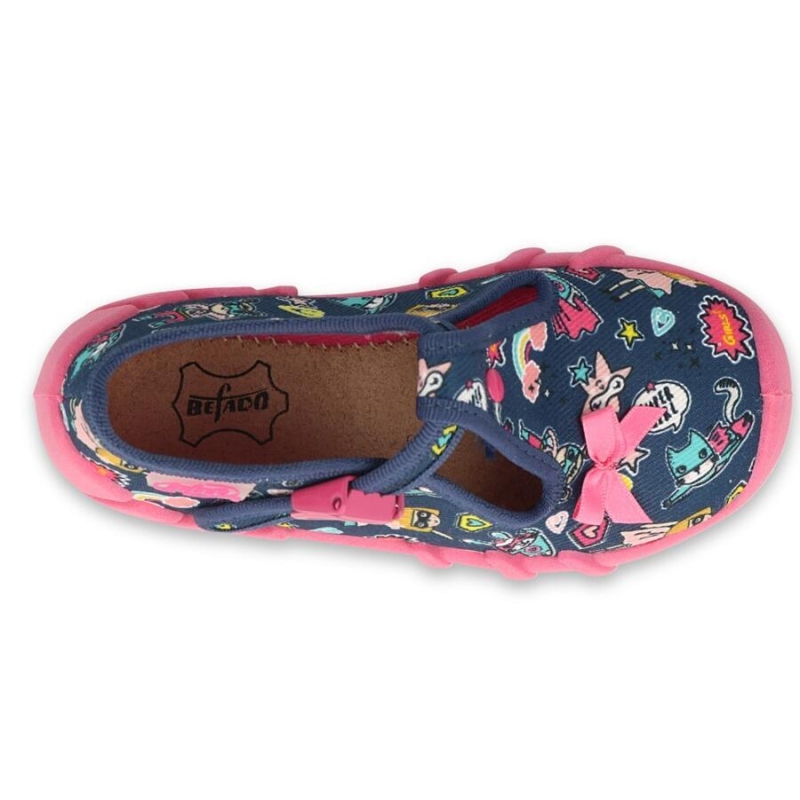 110P456 18  dívčí bačkorky Befado modré SUPER GIRL