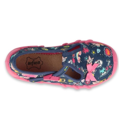 110P456 18  dívčí bačkorky Befado modré SUPER GIRL