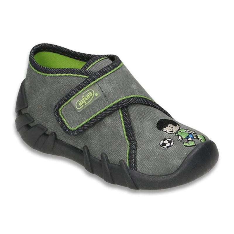 112P182 18 - dět.suchý zip, šedá, kluk s míčem