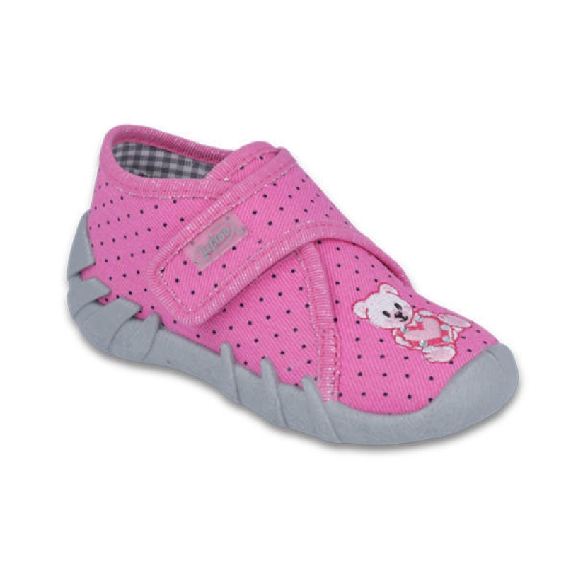 112P185 18 - dív.suchý zip, růžová,tečky, medvídek