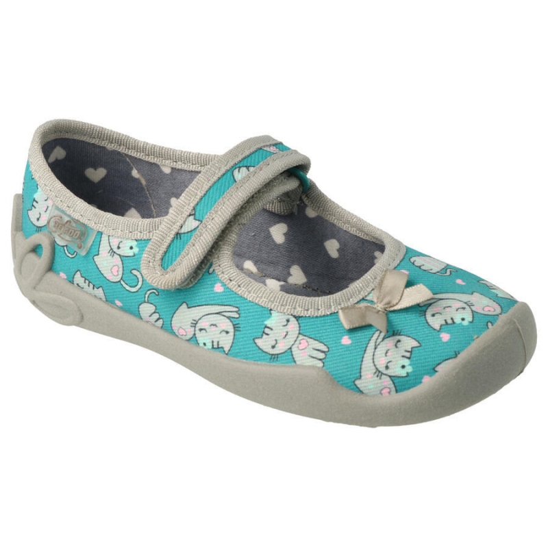 114X453 - dívčí balerínky Befado tyrkys, kočky