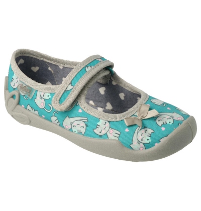 114X453 - dívčí balerínky Befado tyrkys, kočky