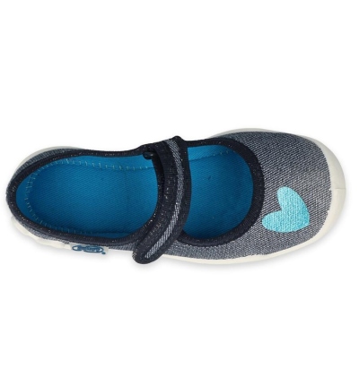 114X474 dívčí balerínky Befado,š-modrá,srdíčko