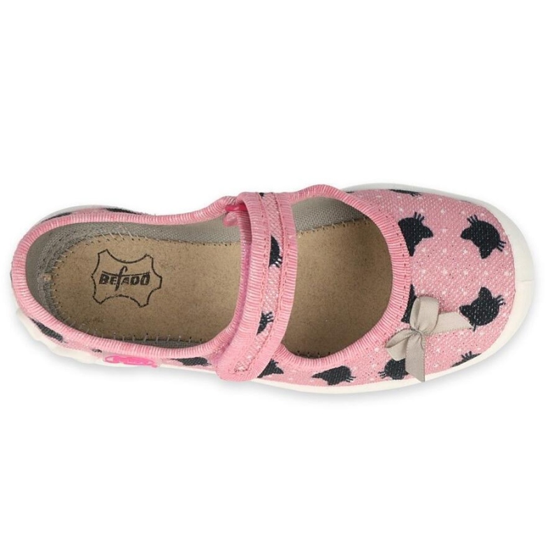 114X480 - dívčí bačkorky Befado růžové, kožená stélka