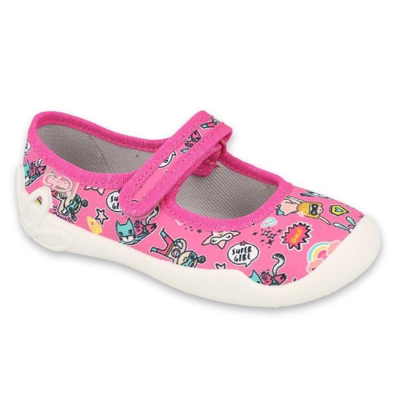 114X483 - dívčí bačkorky Befado růžové, kožená stélka