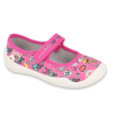 114X483 - dívčí bačkorky Befado růžové, kožená stélka