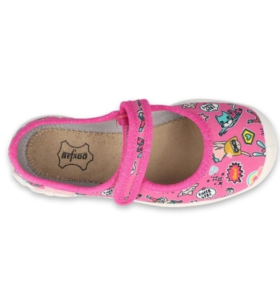 114X483 - dívčí bačkorky Befado růžové, kožená stélka