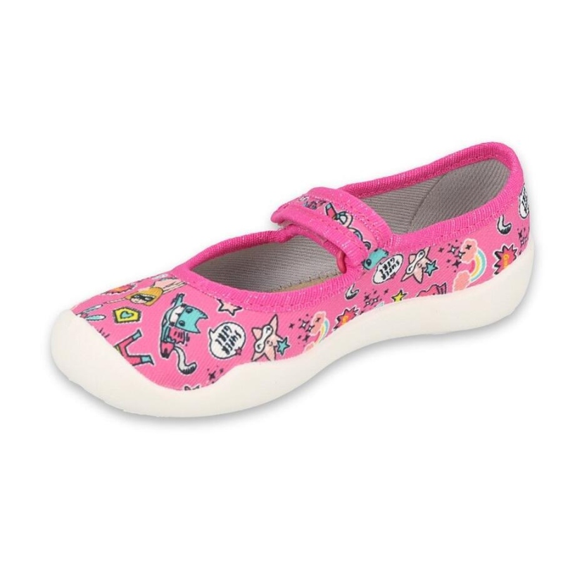 114X483 - dívčí bačkorky Befado růžové, kožená stélka