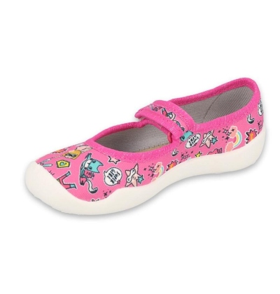 114X483 - dívčí bačkorky Befado růžové, kožená stélka