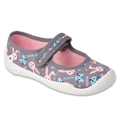 114X511 - dívčí balerínky Befado šedé, kočka