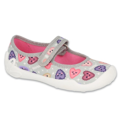 114X516 - dívčí balerínky Befado šedé, srdíčka