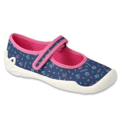 114X517 - dívčí balerínky Befado modré, kytičky