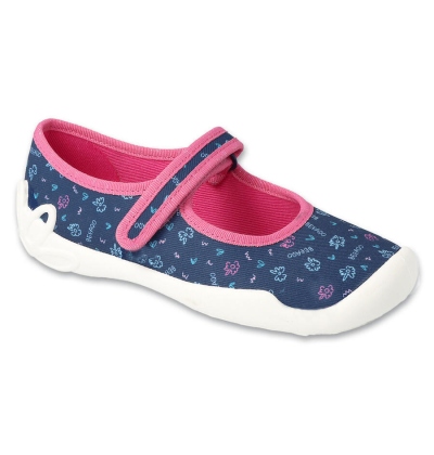 114Y517 - dívčí balerínky Befado modré, kytičky