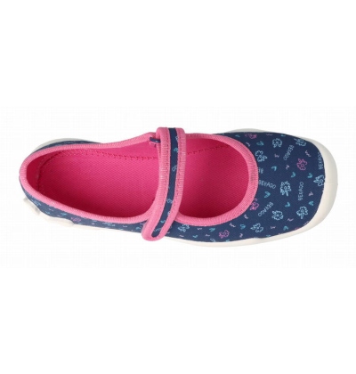 114Y517 - dívčí balerínky Befado modré, kytičky