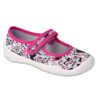 114Y521 - dívčí balerínky Befado šedé, pejsci