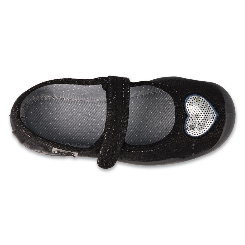 114Y538 - dívčí balerínky Befado třpytivě černé