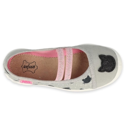 116X302 25 -dívčí balerínky Befado 2G šedé,kož.st.