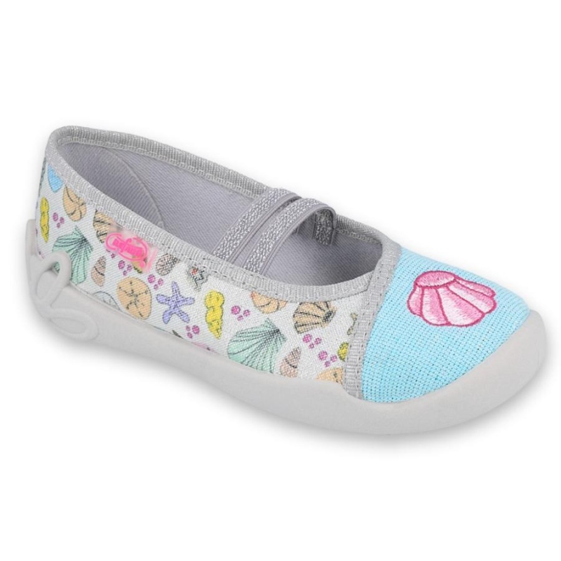 116Y271 31 - dívčí baleríny šedo-modré, mušle