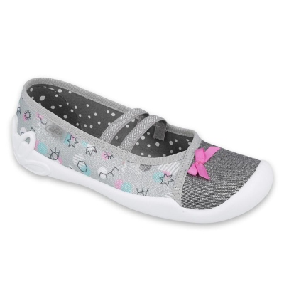 116Y272 31 - dívčí baleríny Befado, šedá, mašlička