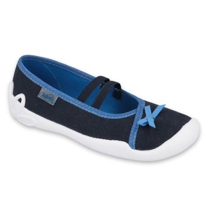 116Y289 31 - dívčí baleríny Befado modré, mašlička