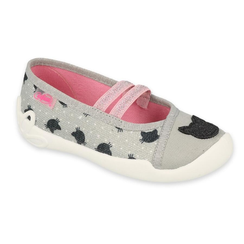 116Y302 31 - dívčí balerínky Befado šedé, kočky