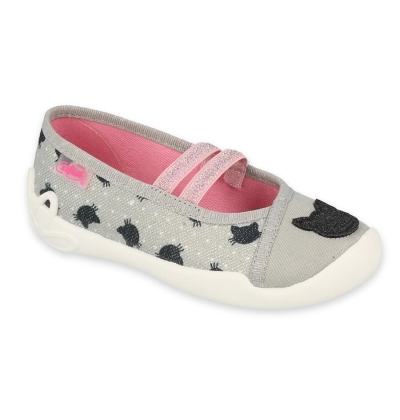 116Y302 31 - dívčí balerínky Befado šedé, kočky