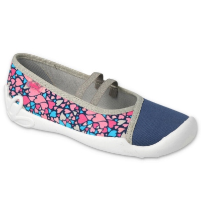 116Y303 31 - dívčí balerínky Befado modré, srdíčka