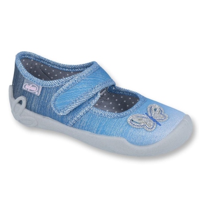 123X035 25 - dív.níz.-suchý zip, modrá,motýlek