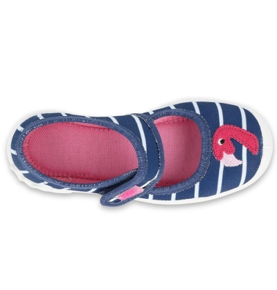 123X067 25 - dívčí baleríny SZ modrá, bílé pruhy