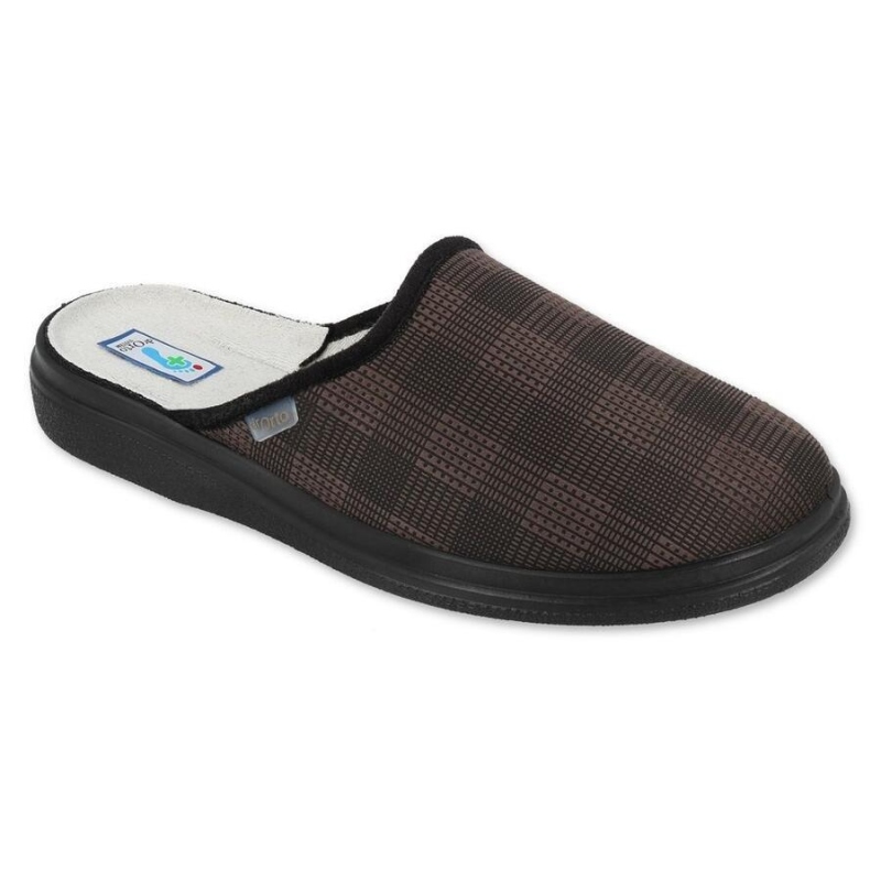 132M017 -Befado Dr.ORTO - pantofle pánské, hnědé káro