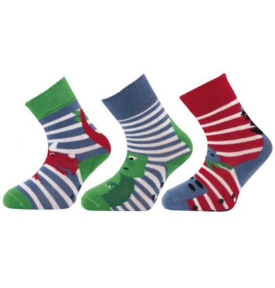 1511 NOVINKA - dětské ponožky s ABS, dino, 12-13