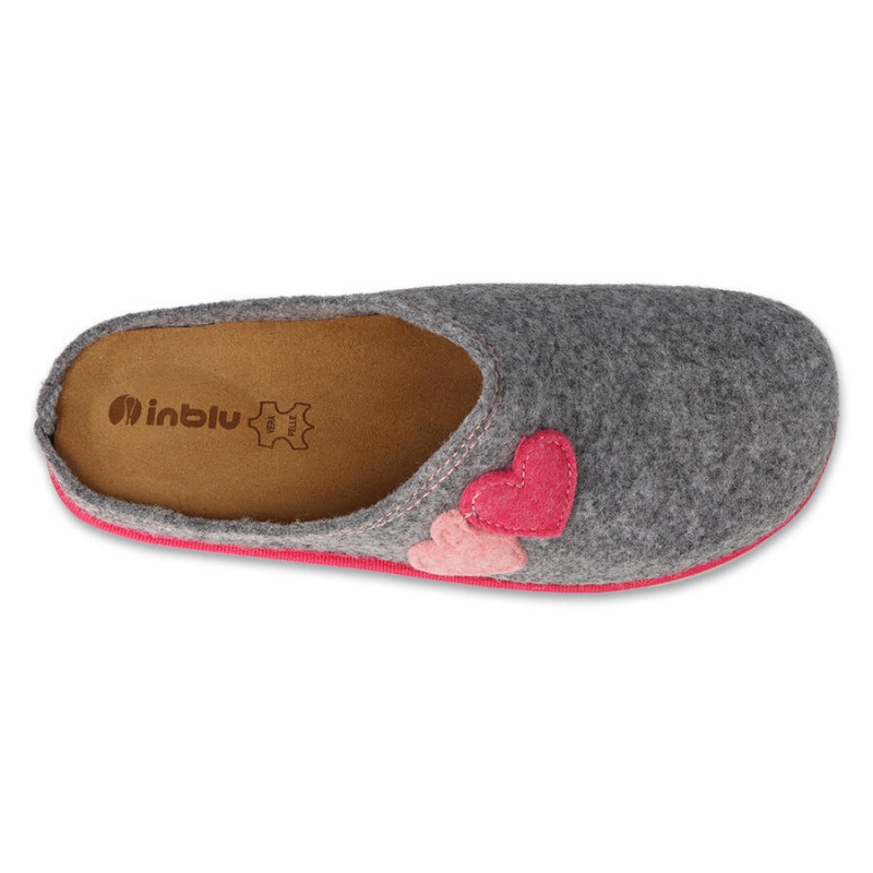 155D133 36 - dámské pantofle INBLU šedé, srdíčka