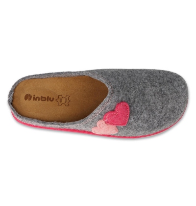 155D133 36 - dámské pantofle INBLU šedé, srdíčka