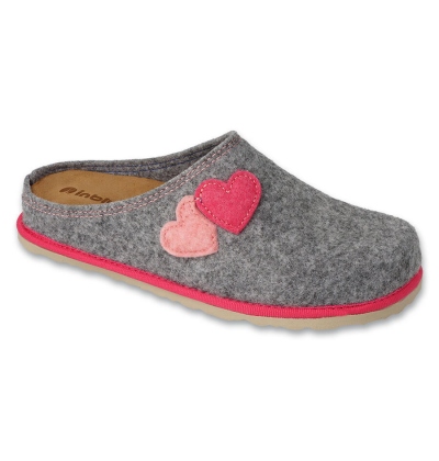 155D133 36 - dámské pantofle INBLU šedé, srdíčka