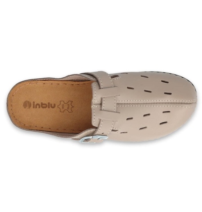 158D138 - INBLU dámské kožené pantofle béžové