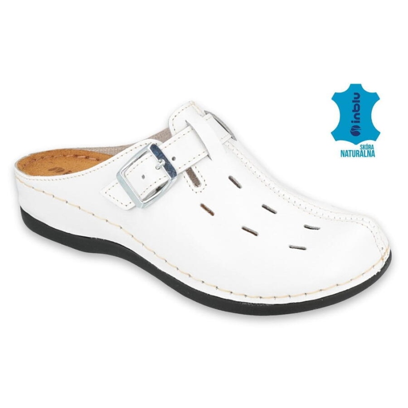 158D143 36 - INBLU dámské kožené pantofle bílé