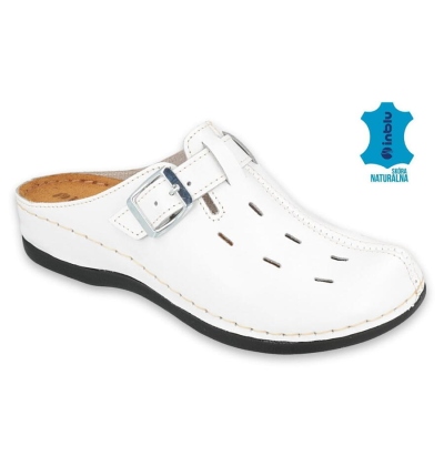 158D143 36 - INBLU dámské kožené pantofle bílé