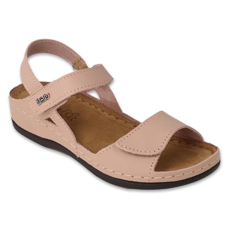 158D255 36 - INBLU dámské kožené sandály růžové