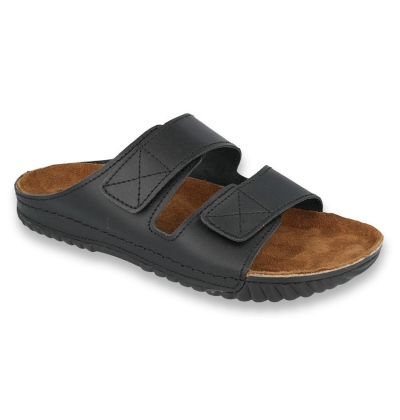 158M003 40 - INBLU pánské kožené pantofle černé