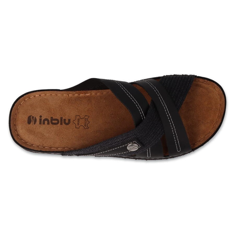 158M022 - INBLU pánské kožené pantofle černé