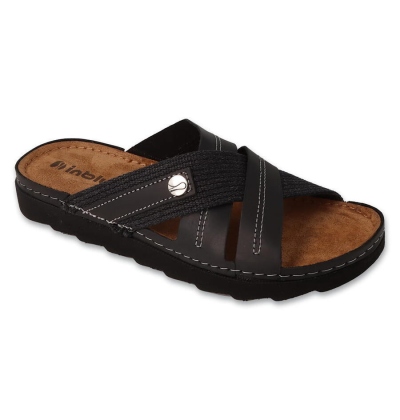 158M022 - INBLU pánské kožené pantofle černé