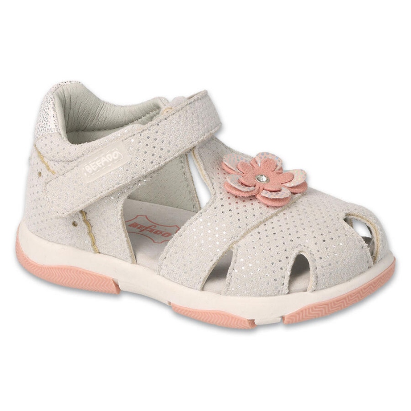 170P071 - dívčí sandálky BALERINA světle šedé, kytička