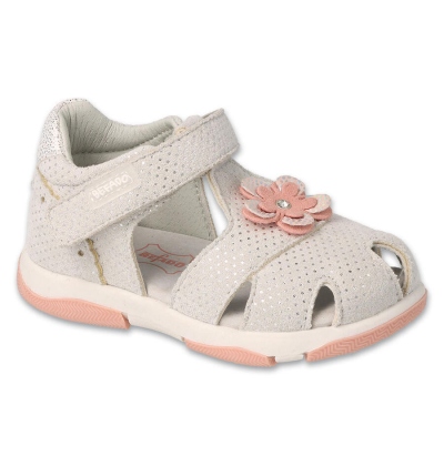 170P071 - dívčí sandálky BALERINA světle šedé, kytička