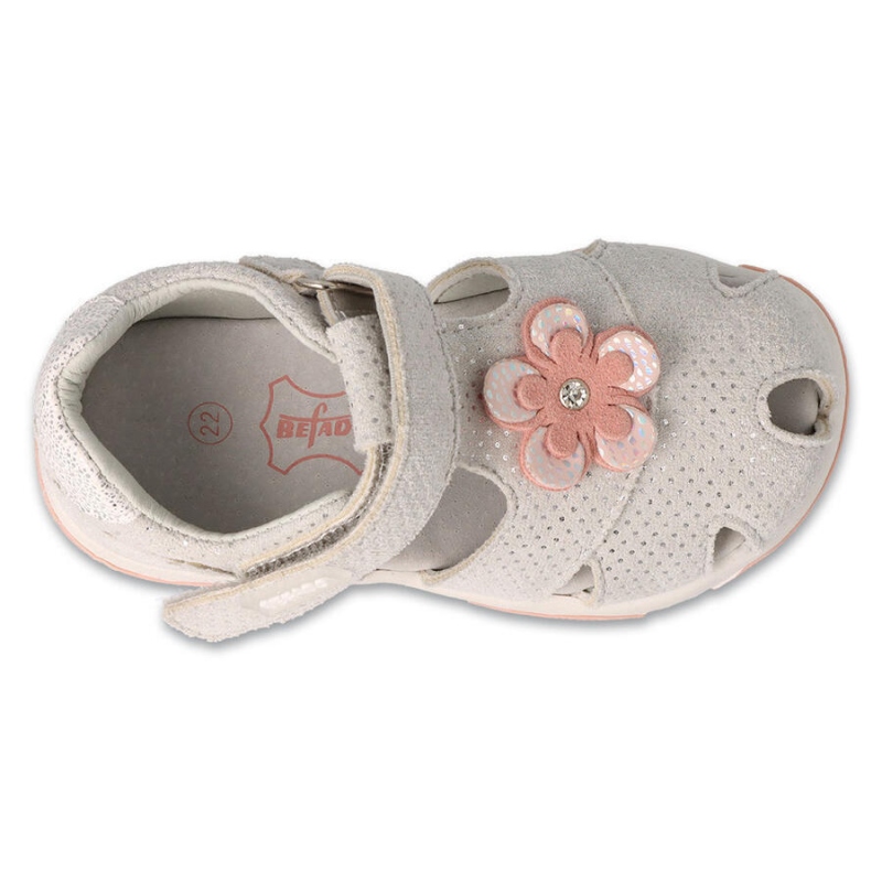 170P071 - dívčí sandálky BALERINA světle šedé, kytička