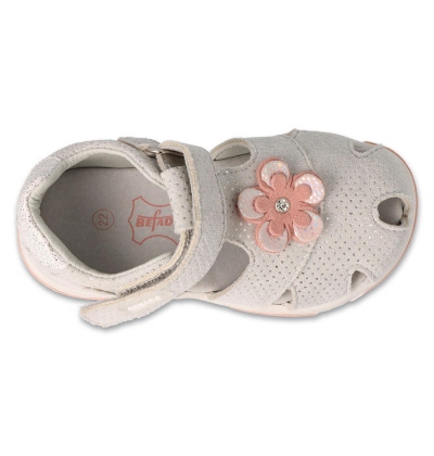 170P071 - dívčí sandálky BALERINA světle šedé, kytička